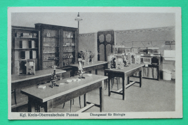 AK Passau / 1920er Jahre / Königliche Kreis Oberrealschule Schule / Übungssaal für Biologie